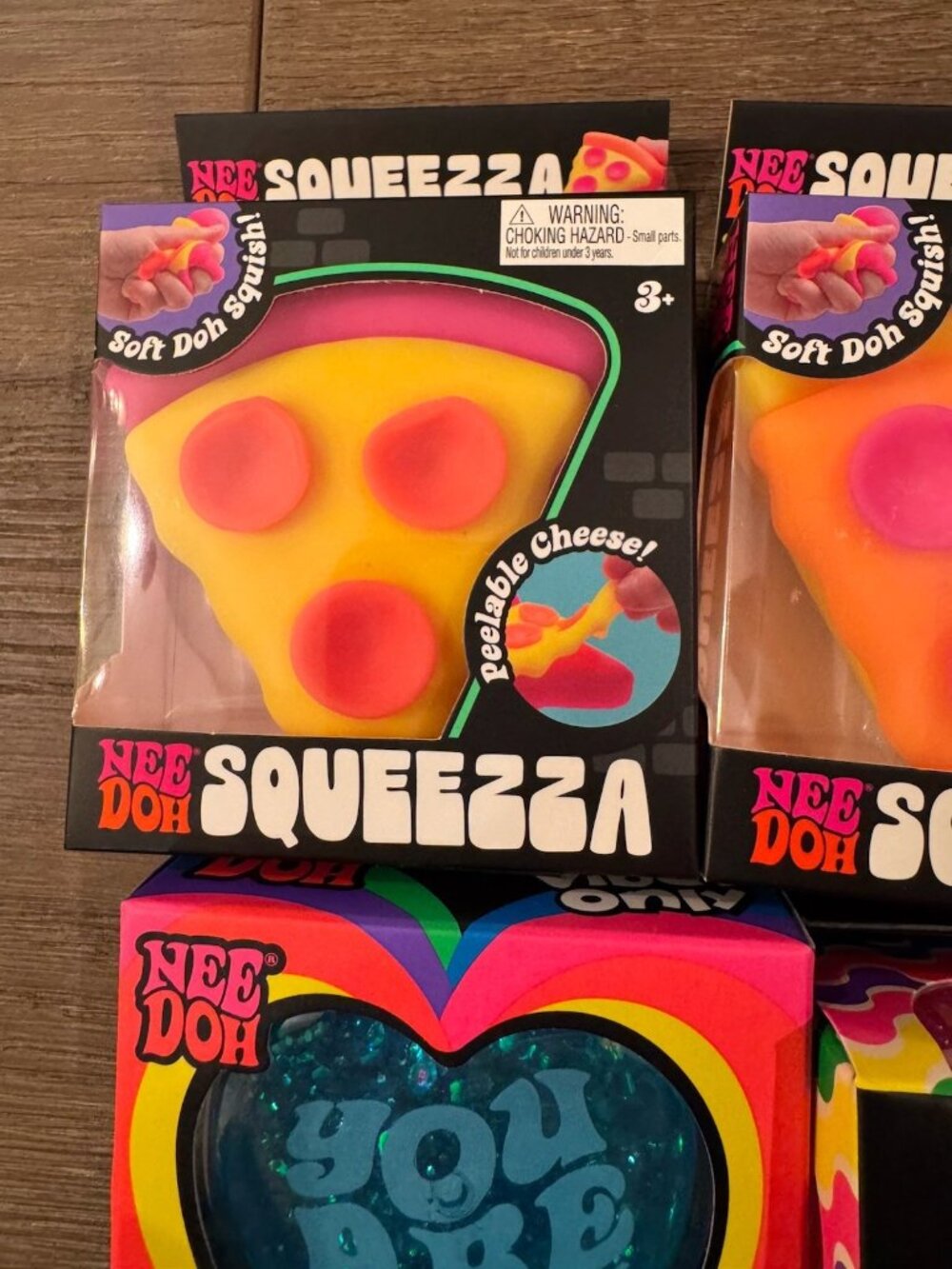 NeeDoh BIG Bundle Lot Of 4 - Pink Gumdrop Blue Heart Pizzas Nee Doh - Picture 4 of 5